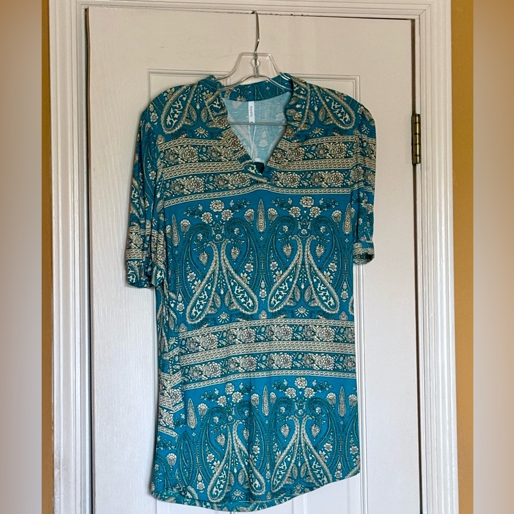 Teal Paisley Women's Top